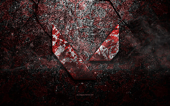 Valorant logo, grunge art, Valorant stone logo, red stone texture, Valorant, grunge stone texture, Valorant emblem, Valorant 3d logo HD wallpaper