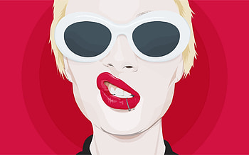 Vector, Girl, Lips, Piercing HD wallpaper