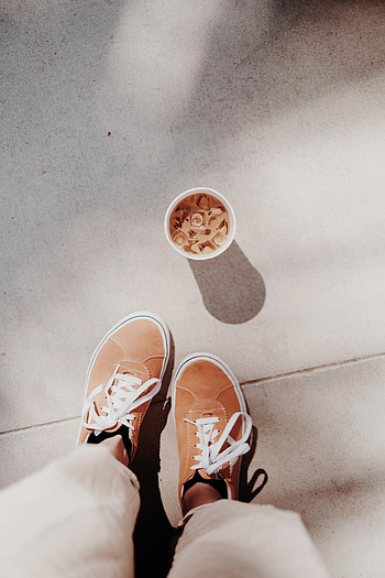 Ice, Coffee, Miscellanea, Miscellaneous, Legs, Sneakers, Drink, Beverage, Shoes HD phone wallpaper