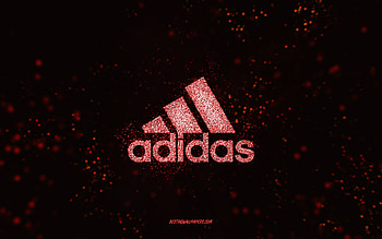 Adidas glitter logo, , black background, Adidas logo, red glitter art, Adidas, creative art, Adidas red glitter logo HD wallpaper