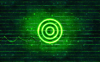 Target green logo, , green brickwall, Target logo, brands, Target neon logo, Target HD wallpaper