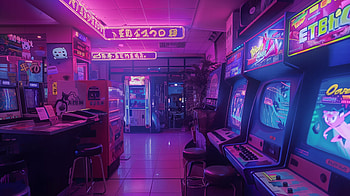 Vibrant Neon Arcade - Retro Gaming Aesthetic, neon aesthetic, arcade, neon lights, Retro Games, video game HD wallpaper