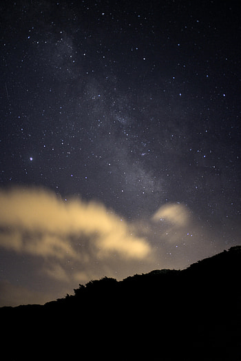Stars, Night, Clouds, Dark, Starry Sky, Hill HD phone wallpaper