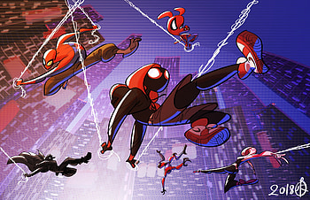 All superheroes, movie, artwork, Spider-Man: Into the Spider-Verse HD wallpaper