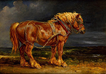 Art, Clouds, Redhead, Painting, Horse, Harness HD wallpaper