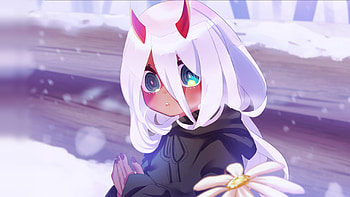 Cute, devil, anime girl, zero two HD wallpaper