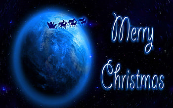 Merry Christmas world, black, Santa, Merry Christmas, Blue HD wallpaper