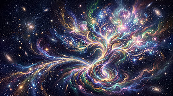 Galactic Tree of Light —, Tree, Galaxy, Space, Nebula, Starfield HD wallpaper