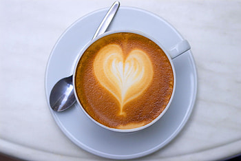 Start the day with love, foam, morning, art, coffee, cup, heart, saucer, spoon HD wallpaper
