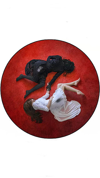Yin Yang, red, art, white, black, believe, black and white, girls HD phone wallpaper