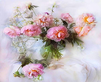 Still life for my friend Monarch (Cherie ), colorful, color, peonies, vase, spring, beauty, still life, pink, delicate, freshness, nature, flowers HD wallpaper