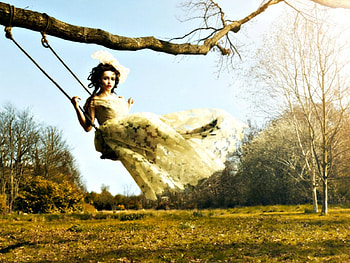 Helena Bonham Carter, green, movie, swing, girl, actress, dress, woman HD wallpaper