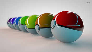 3D Pokeballs HD wallpaper