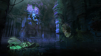 Enchanted Ruins: Fantasy Statue in, fantasy, statue HD wallpaper