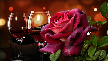 Roses, Lights, Glasses, Rose, Holiday HD wallpaper