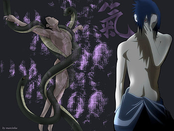 Sasuke, snake, purple, anime, boy HD wallpaper