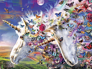 Unicorns, unicorn, couple, fantasy, art HD wallpaper