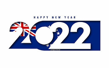 Happy New Year 2022 Cook Islands, white background, Cook Islands 2022, Cook Islands 2022 New Year, 2022 concepts, Cook Islands, Flag of Cook Islands HD wallpaper