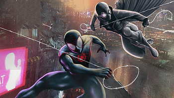 Miles Morales And Spider Noir, spiderman, superheroes, artwork, artist, artstation HD wallpaper