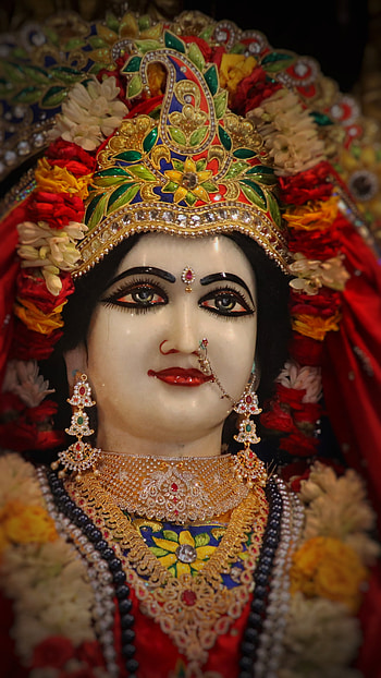 Radha Rani, love, Krishna, darshan, spritual, mahadev HD phone wallpaper