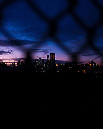 Cities, Dark, Night City, Skyscrapers, Fence HD phone wallpaper