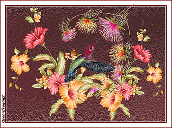 FLOWERS AND HUMMINGBIRD, ART, FLOWERS, BIRD, ABSTRACT HD wallpaper