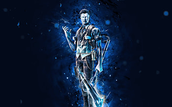 Icebound Midas, , blue neon lights, Fortnite Battle Royale, Fortnite characters, Icebound Midas Skin, Fortnite, Icebound Midas Fortnite HD wallpaper