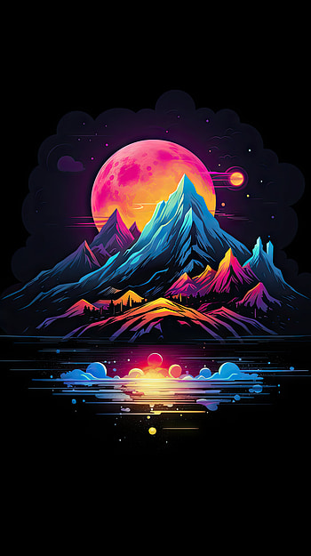 Colorful Dark Mountain, colorful, dark, black, nature, mountain, dark nature HD phone wallpaper