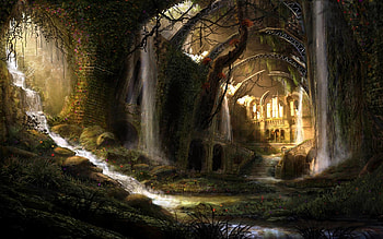castles ruins castle fantasy artwork abandoned art fantasy for computer, high definition for Dual monitors and standard ... HD wallpaper