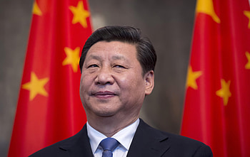 Portrait — Man in Suit Before Red Flags with Yellow Stars, President, Chinese, Politician HD wallpaper