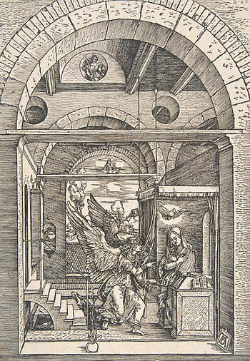 Art, Angels, Engraving, Albrecht Durer, Annunciation, From The Life Of The Virgin, Archangels, Virgin Mary, Virgin HD phone wallpaper