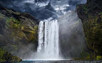 waterfall on iceland, natur, iceland, waterfall, mountains HD wallpaper