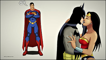 Superman Jealous, wonder woman, bruce wayne, nexus, dc comics, superman, backgrounds, cartoons, fanart, anime, 1920x1080 only, clark kent, super heroes, batman, diana prince HD wallpaper