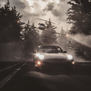 Cars, Road, Fog, Car, Asphalt, Machine, Speed, Plane, Airplane HD phone wallpaper