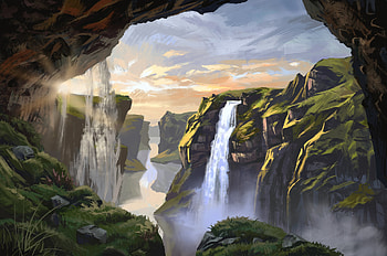 Majestic Artistic Waterfall, artistic, waterfall HD wallpaper