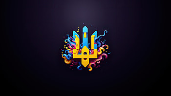 Ukrainian Trident — Neon Emblem, Ukraine HD wallpaper