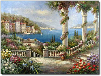 Steps To The Mediterranean, sea, steps, the mediterranean, plants HD wallpaper