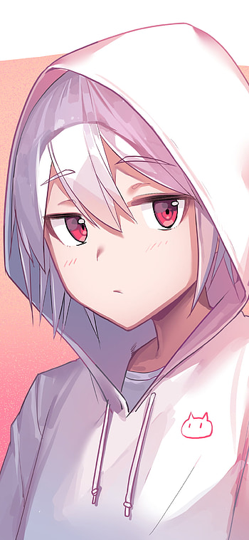 Hooded Pink-Eyed | Quiet Hoodie Anime Girl | Pastel | Serene Anime Girl, Anime, girl, anime girl HD phone wallpaper
