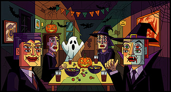 Halloween Party: Haunted Masquerade, Halloween Party, halloween, jack-o'-lantern, ghost, witch HD wallpaper