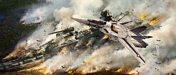 Robotech/Macross — Lynn Minmay & VF-1 Valkyrie in Fiery Dogfight, Robotech, Macross HD wallpaper