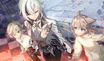 Genshin Impact Trio: Arlecchino, Lynette & Lyney, Arlecchino (Genshin Impact), Genshin Impact, Lynette (Genshin Impact), Lyney (Genshin Impact) HD wallpaper