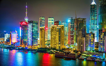 Colorful Shanghai City Night HD wallpaper