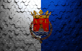Flag of Alicante, honeycomb art, Alicante hexagons flag, Alicante, 3d hexagons art, Alicante flag HD wallpaper