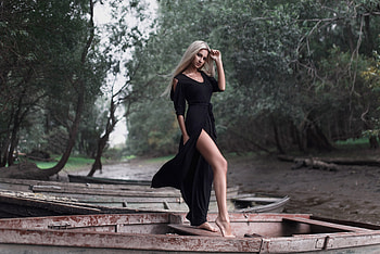 Women In Black Dress, girls, dress, women HD wallpaper
