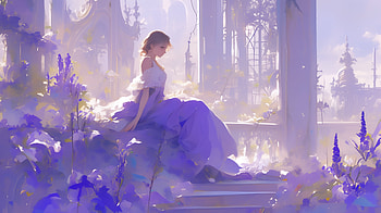 Ethereal Purple Dress Fantasy -, purple dress HD wallpaper