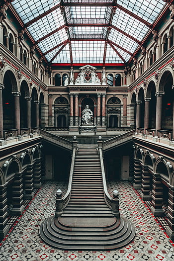 Majestic view of the Palace of Justice in Vienna, showcasing neoclassical architecture. HD phone wallpaper