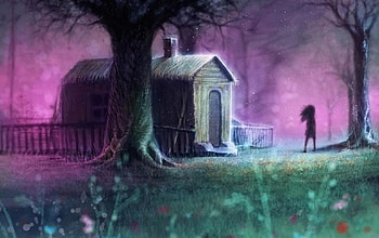Night at the forests, abstract, graphy, cute, girl, , forest, cabin, nice HD wallpaper