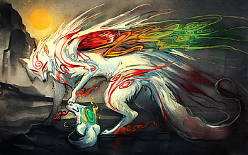 anime, okami, amaterasu, colors, wolf HD wallpaper