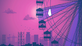 Ferris Wheel Evening Romance , ferris-wheel, couple, love, dancing, minimalism, minimalist, artist, artwork, digital-art HD wallpaper