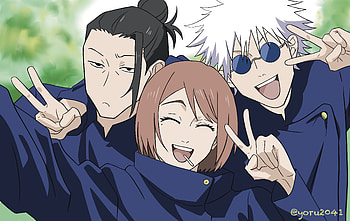 Jujutsu Kaisen : Gojo, Geto & Shoko's Epic Trio Moment, Satoru Gojo, Shoko Ieiri, Suguru Geto, Anime, Jujutsu Kaisen, Gojo & Geto HD wallpaper